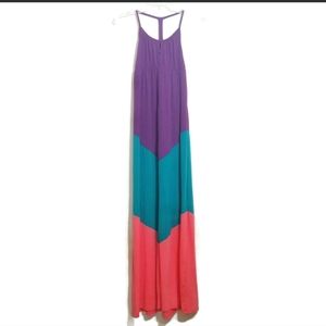 Mossimo Co. Women's Tri-Color Maxi Racerback Dress, Purple, Size Large